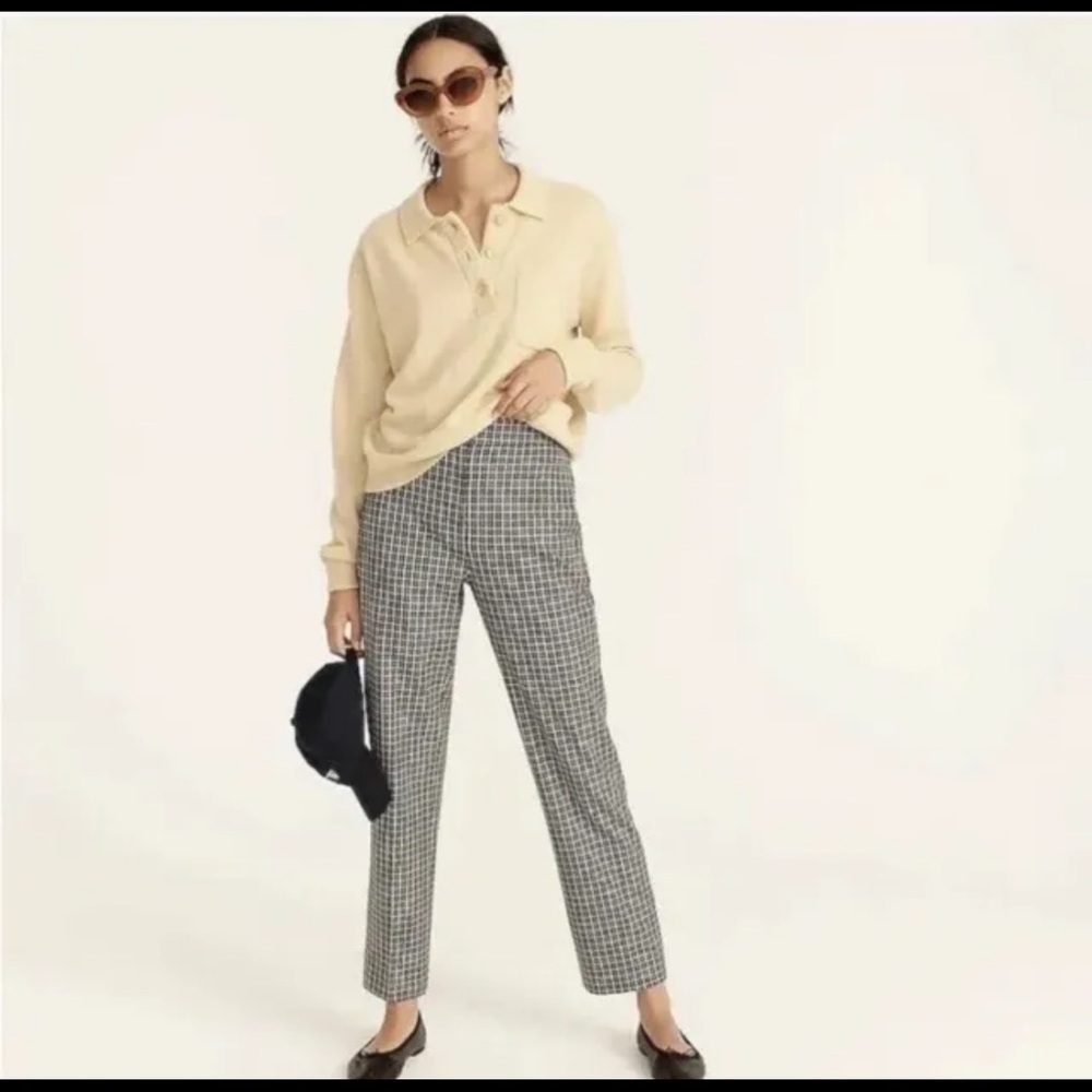 J. Crew Straight-leg Pant Plaid Elastic Waist in Black & White Size 16T Lined